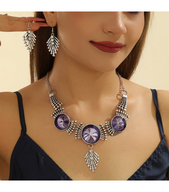 SET736 - Retro Hollow Purple Jewelry Set